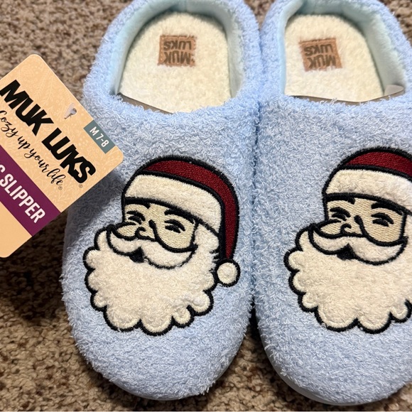 Muk Luks Shoes - Muk Luks Christmas Light Blue Slippers Womens M 7-8 NWT
